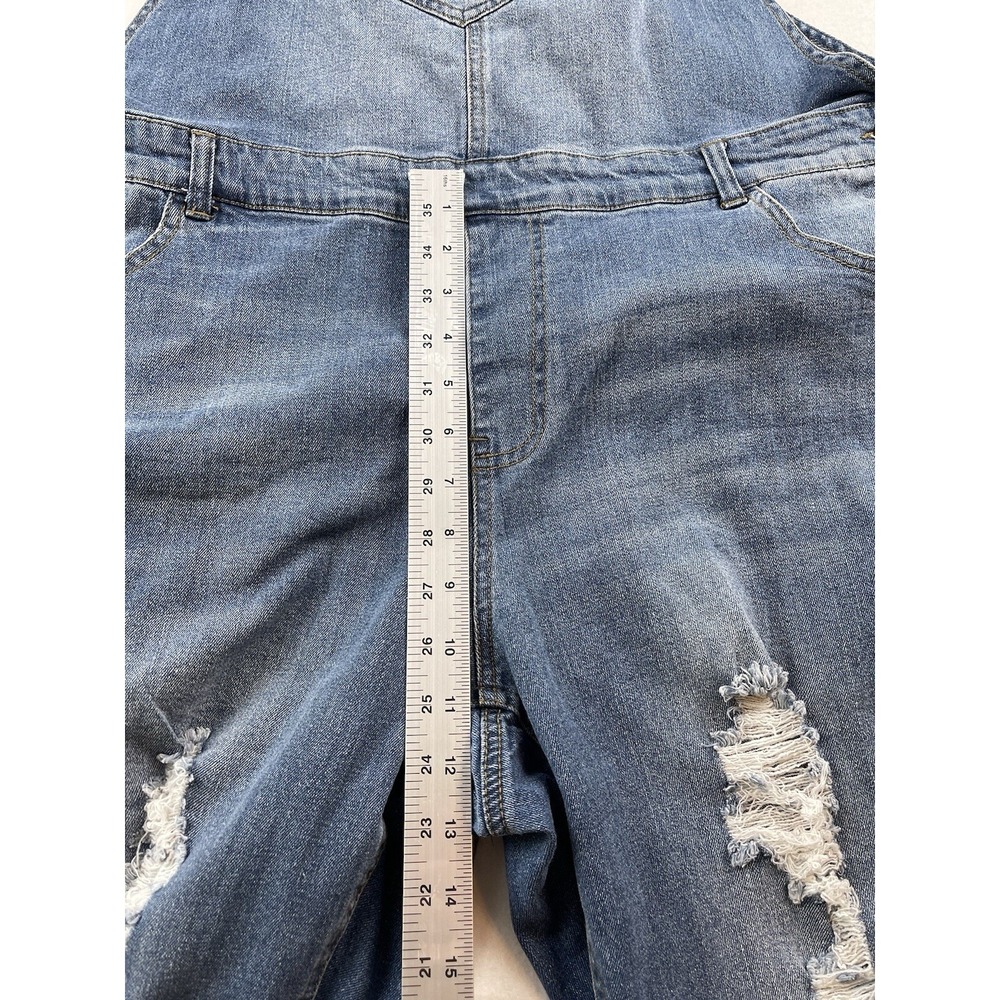 Ashley Stewart Denim Overalls Distressed Size 18 - Picture 10 of 15